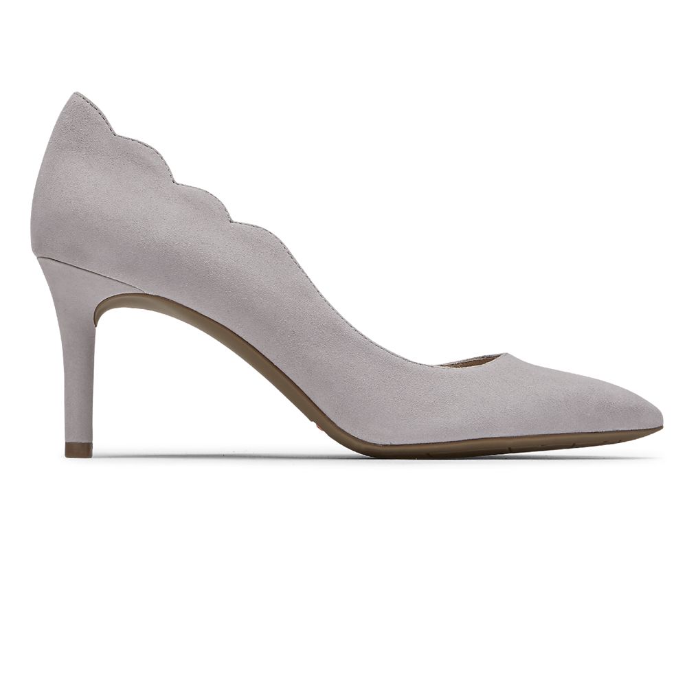 Rockport Women's Total Motion 75Mm Scalloped D'orsay Heel Pumps - Grey - USA (3985ZWBTH)